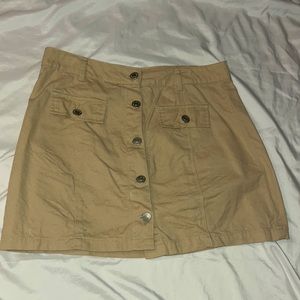 Beige Denim Mini Pencil Skirt